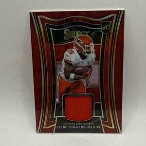 2020 Panini Select Clyde Edwards-Helaire Red Prizm Patch Rookie RS-CEH NFL Chief